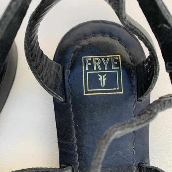 Frye Taylor Thong Sandals 9 M Black Genuine Leather Flats Summer Resort - Picture 7 of 10